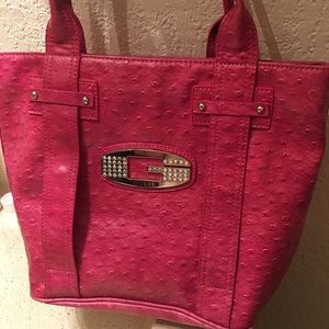 Guess pink ostrich look purse